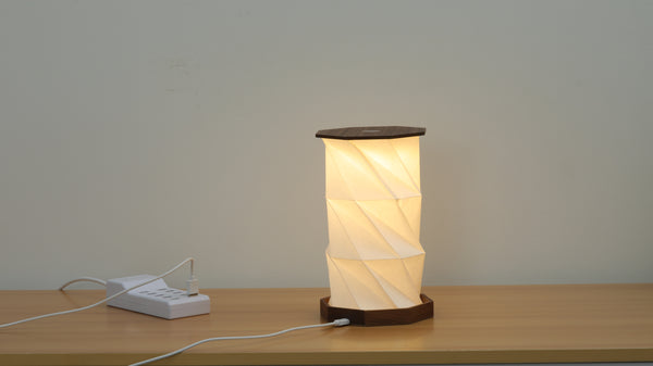 Wooden folding lamp